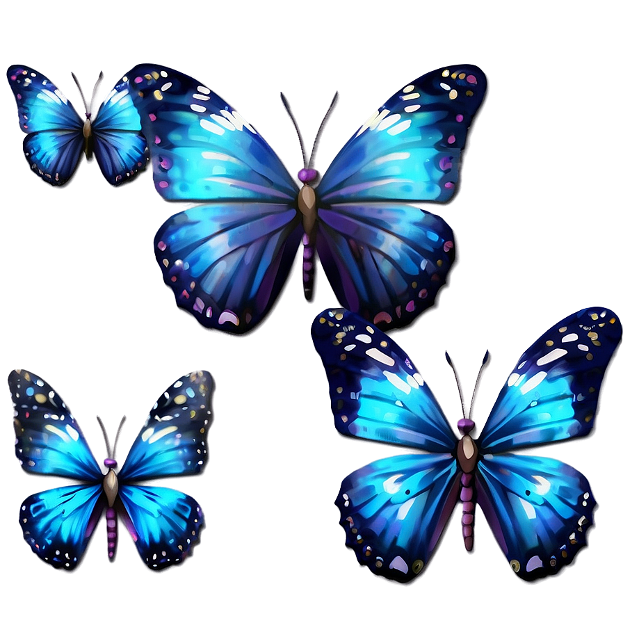 3d Blue Butterflies Png 67 PNG