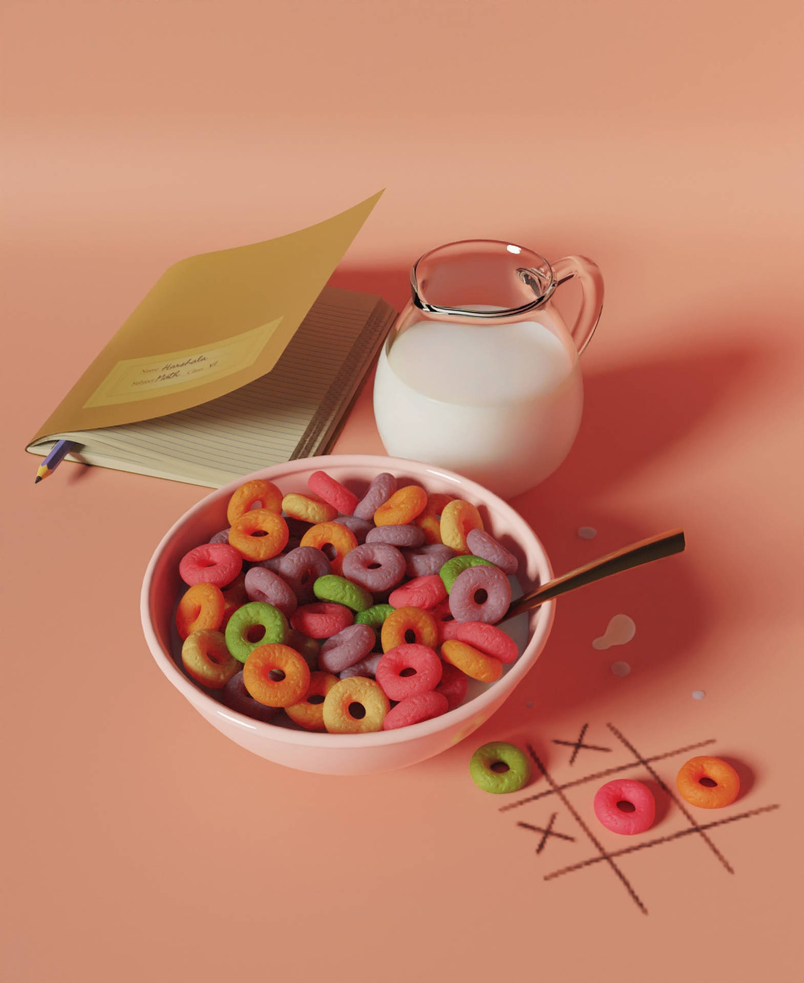 3D Breakfast Cereal Wallpaper