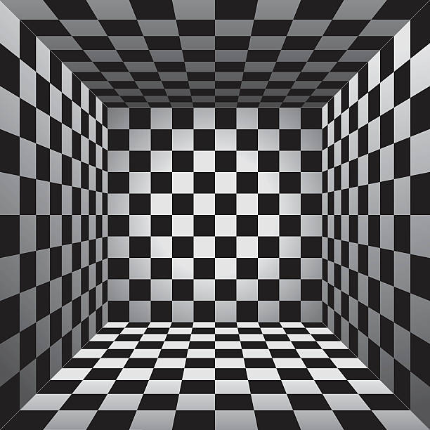 3dkarierte Schwarze Und Weiße Quadratsillusion Wallpaper