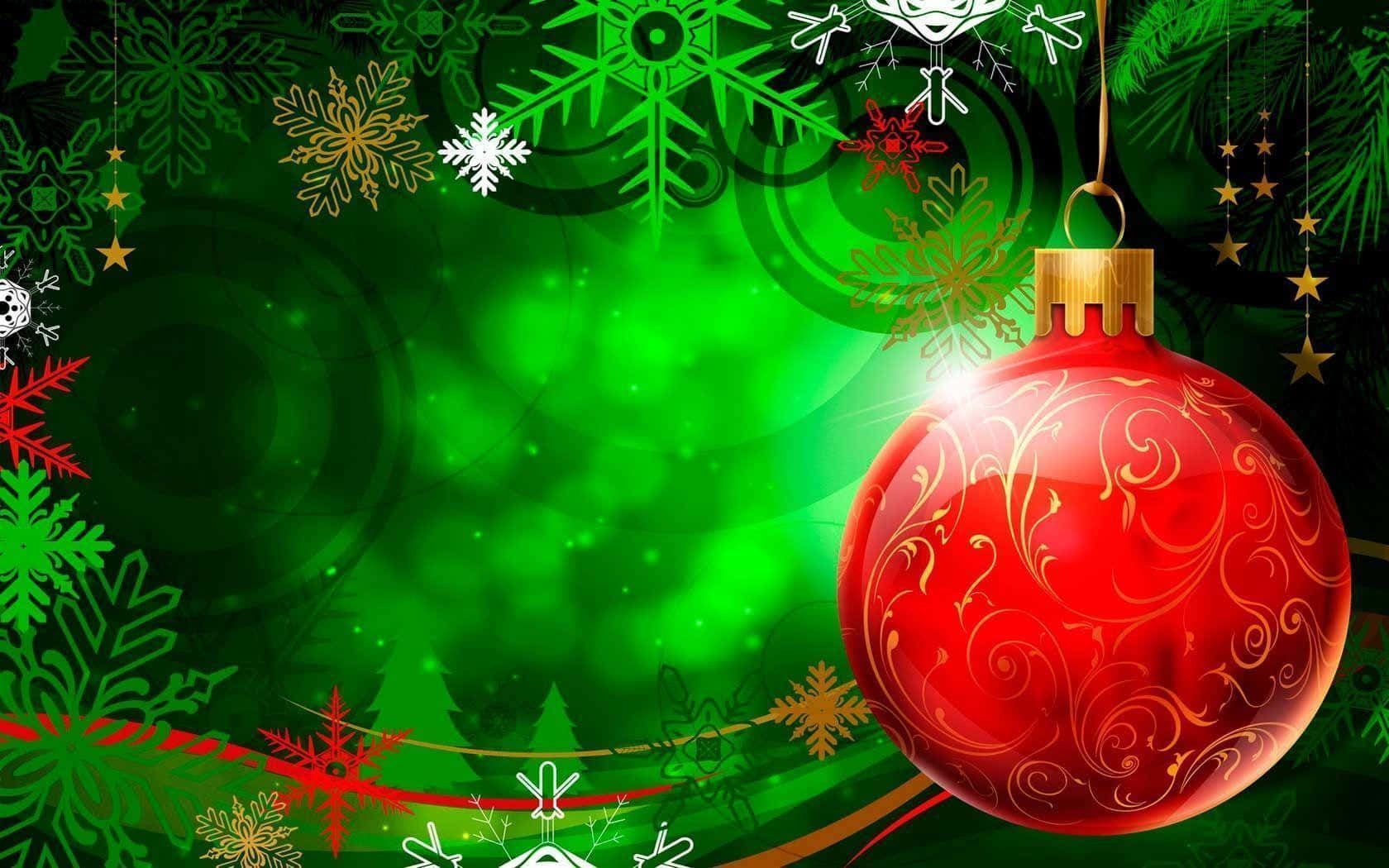 Festive 3D Christmas Tree Lights and Ornaments Wallpaper