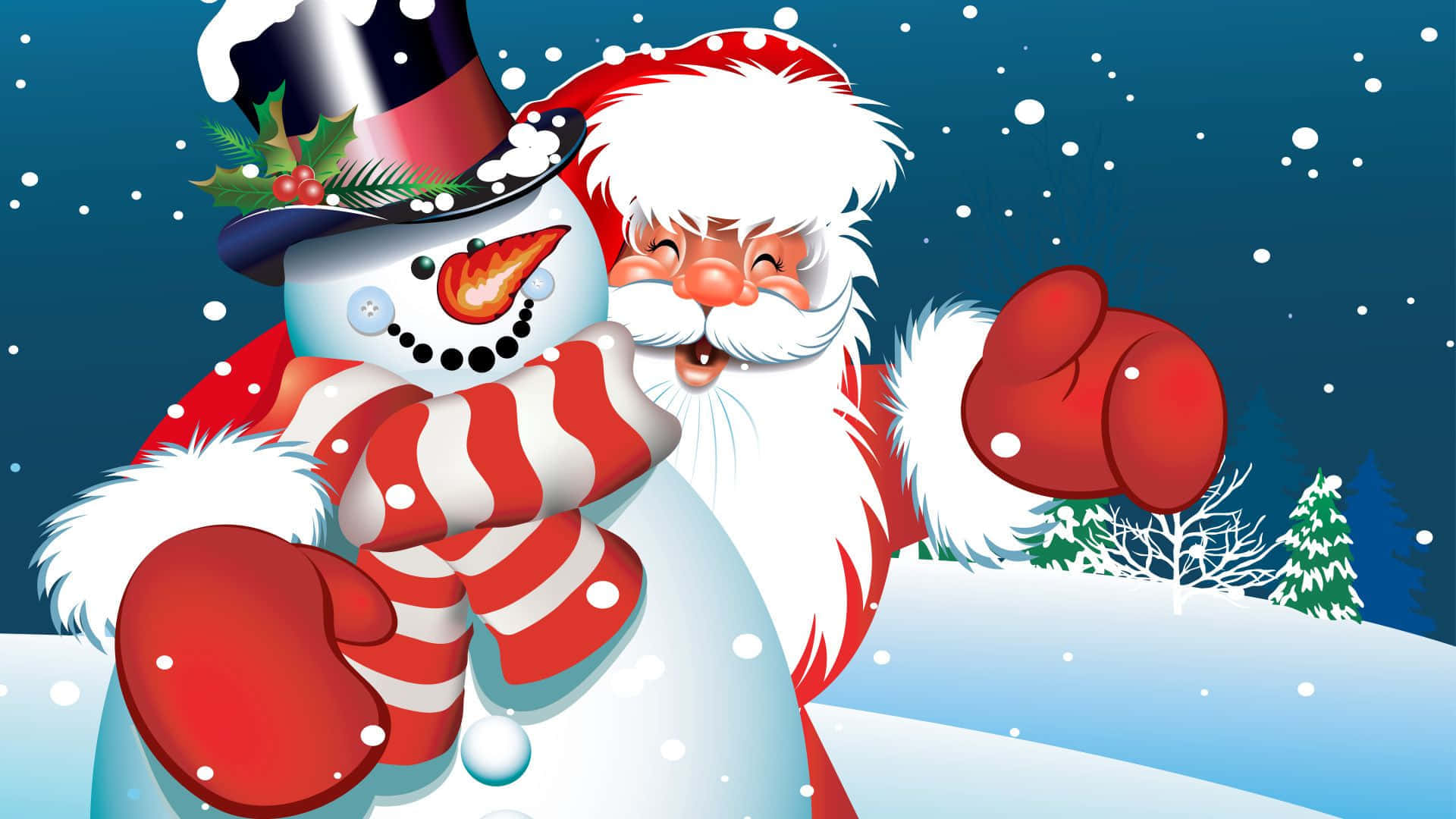 Enchanting 3D Christmas Winter Wonderland Scene Wallpaper