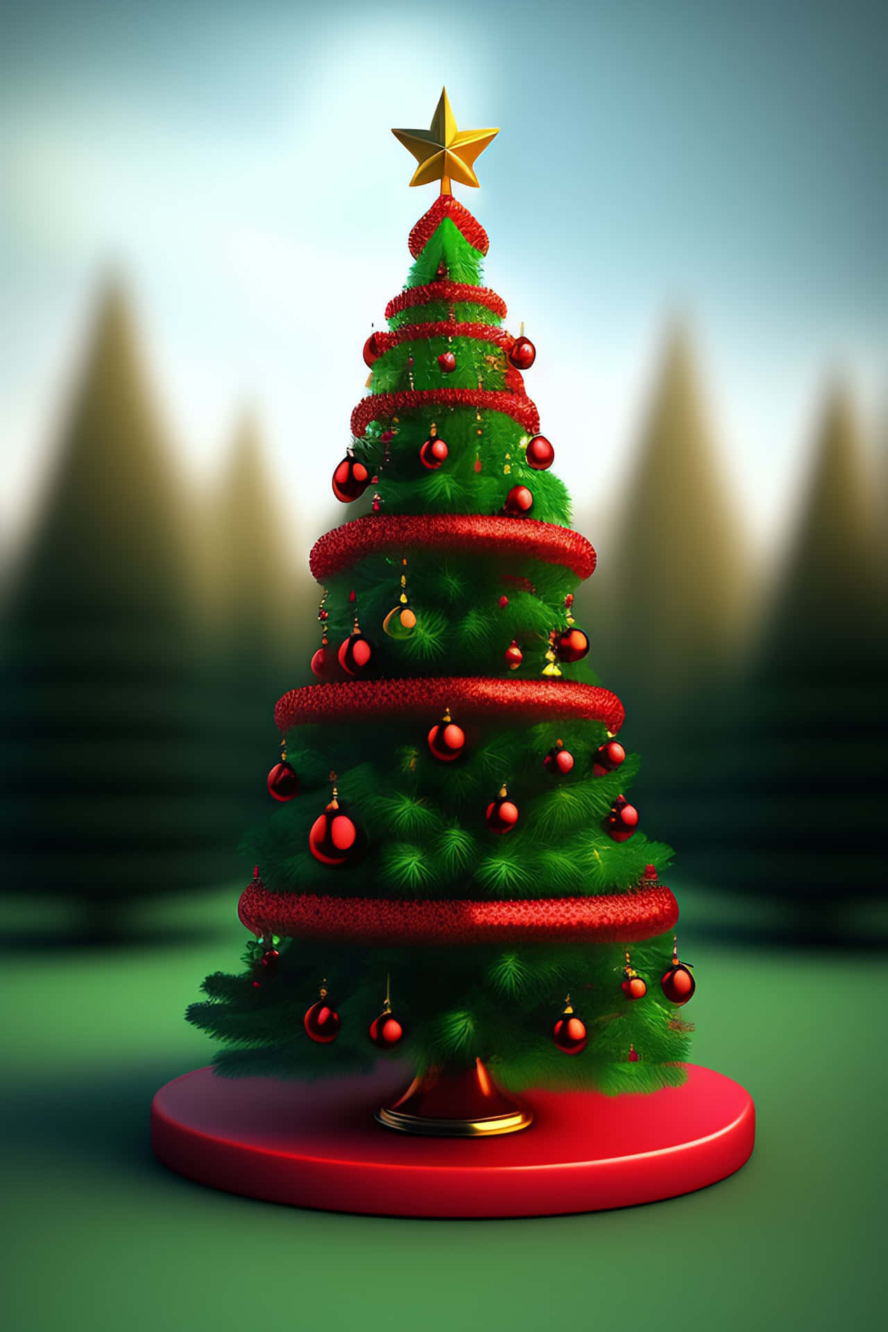 Festive 3D Christmas Scene Wallpaper