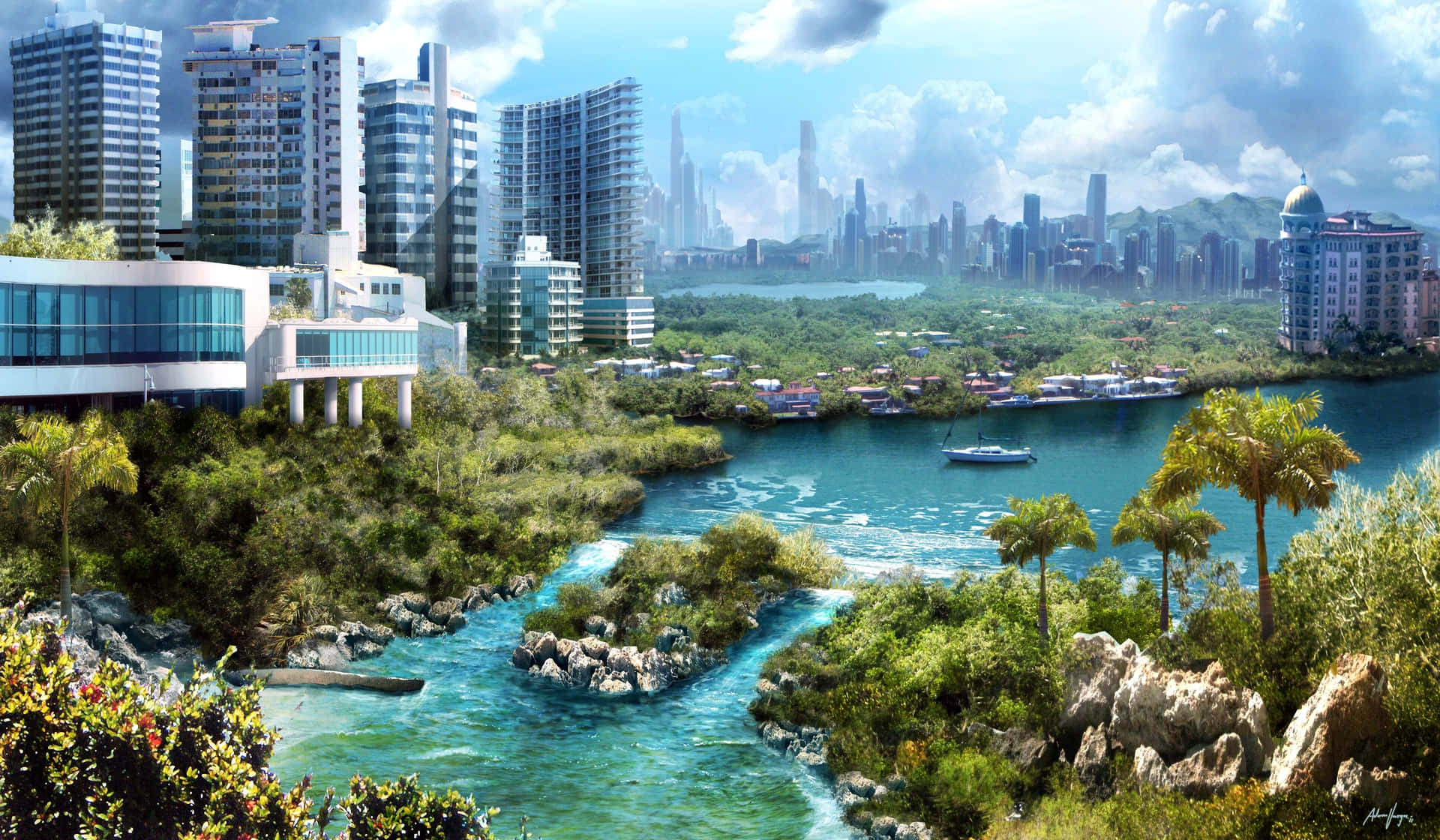 Stunning 3D Cityscape at Dusk Wallpaper