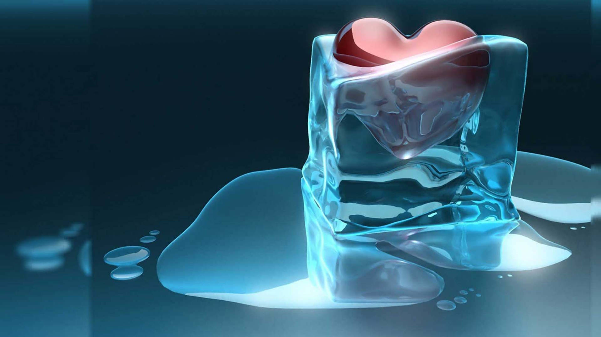 3D Cold Ice Heart Wallpaper