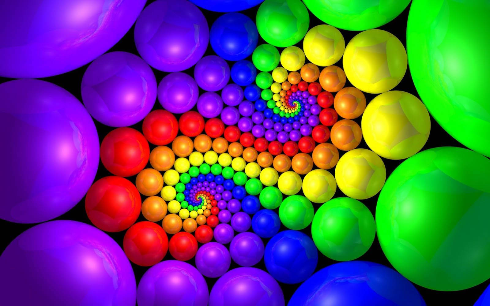 3D colorful balls in swirling design wallpaper.