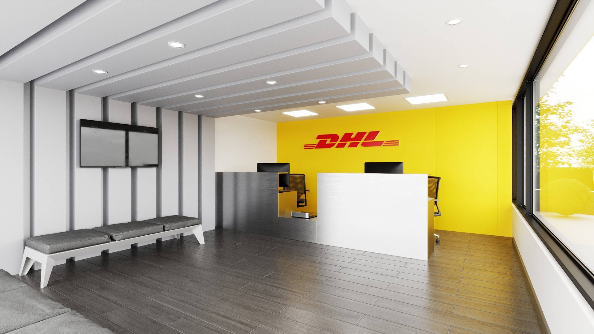 3D DHL Office Station Wallpaper