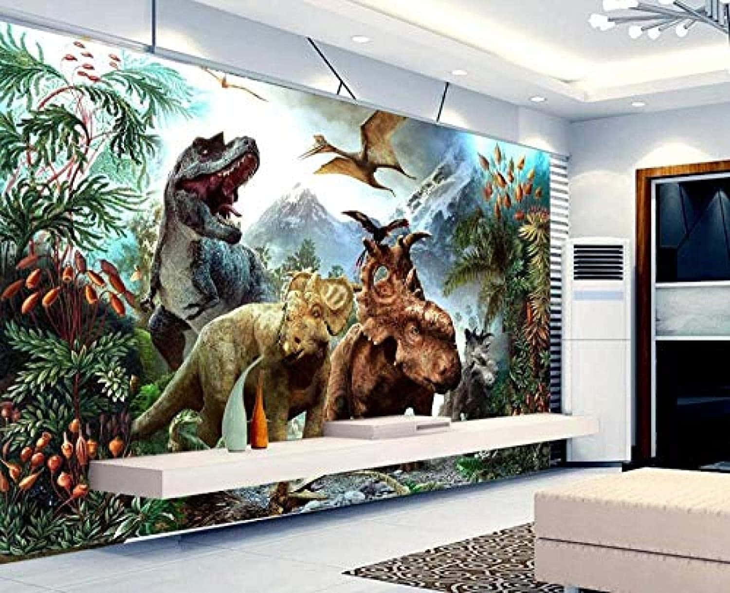 Realistic 3D Dinosaur Roaring in a Jungle Wallpaper