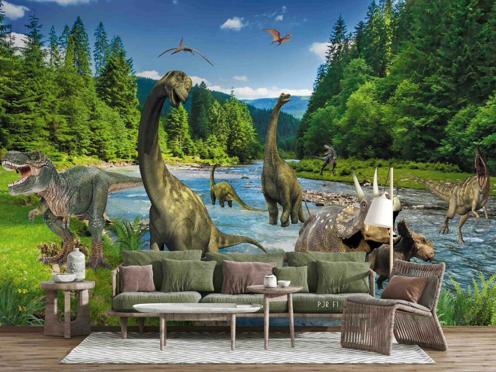 Dinosaurioen 3d Rugiendo En Un Paisaje Prehistórico. Fondo de pantalla