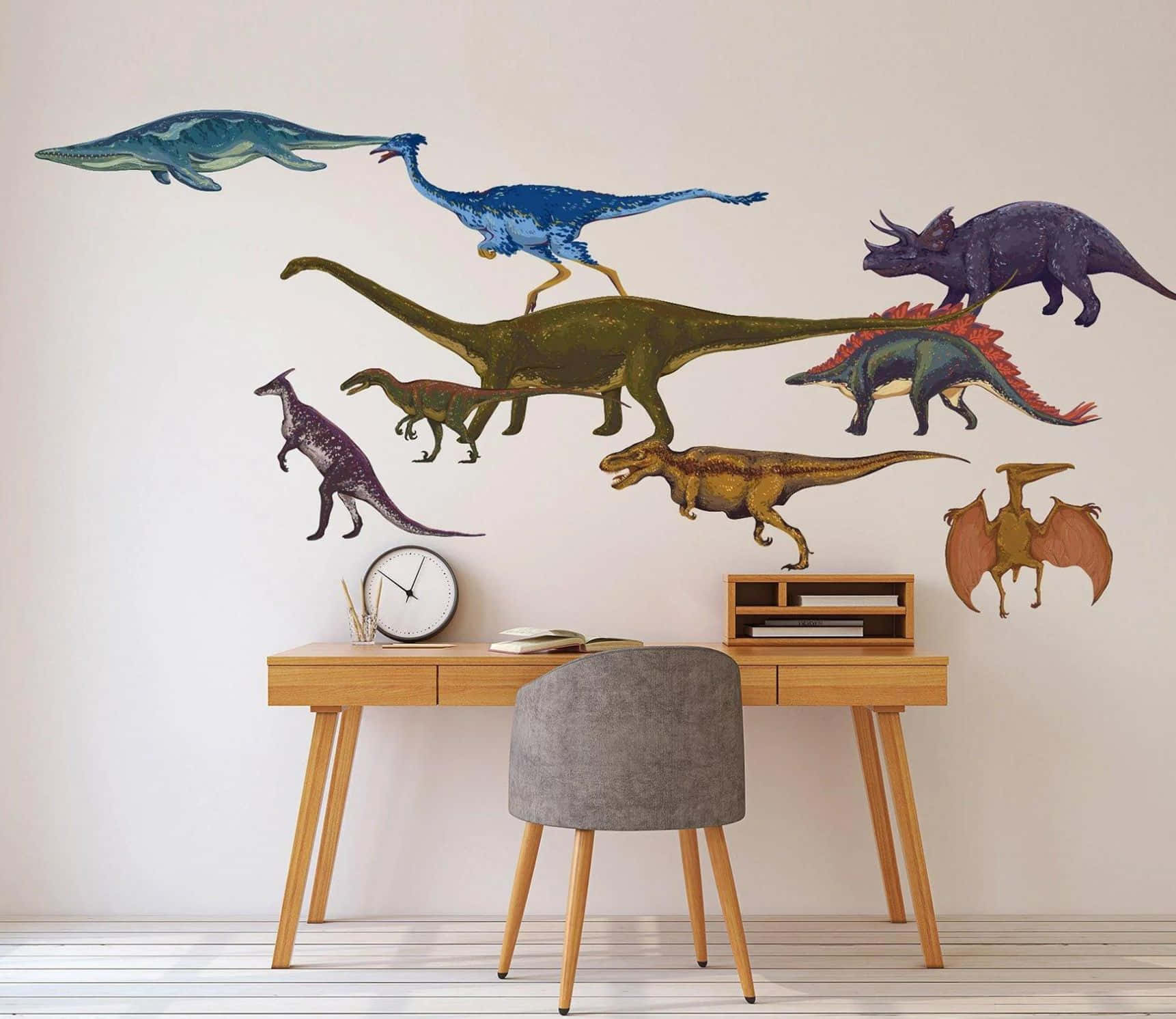 Majestic 3D Dinosaur Roaring in a Prehistoric Landscape Wallpaper