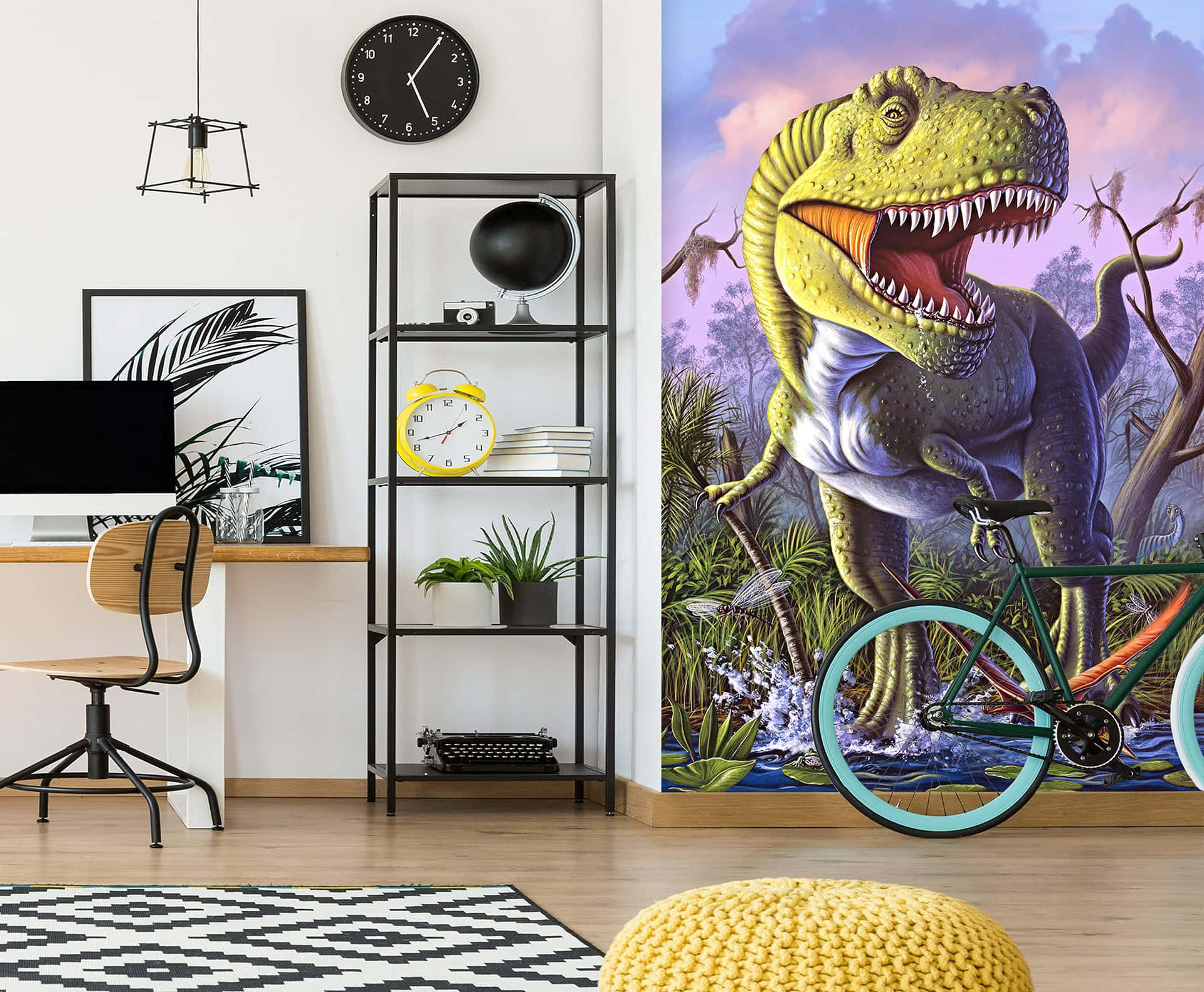 3D Dinosaur Roaming the Wilderness Wallpaper