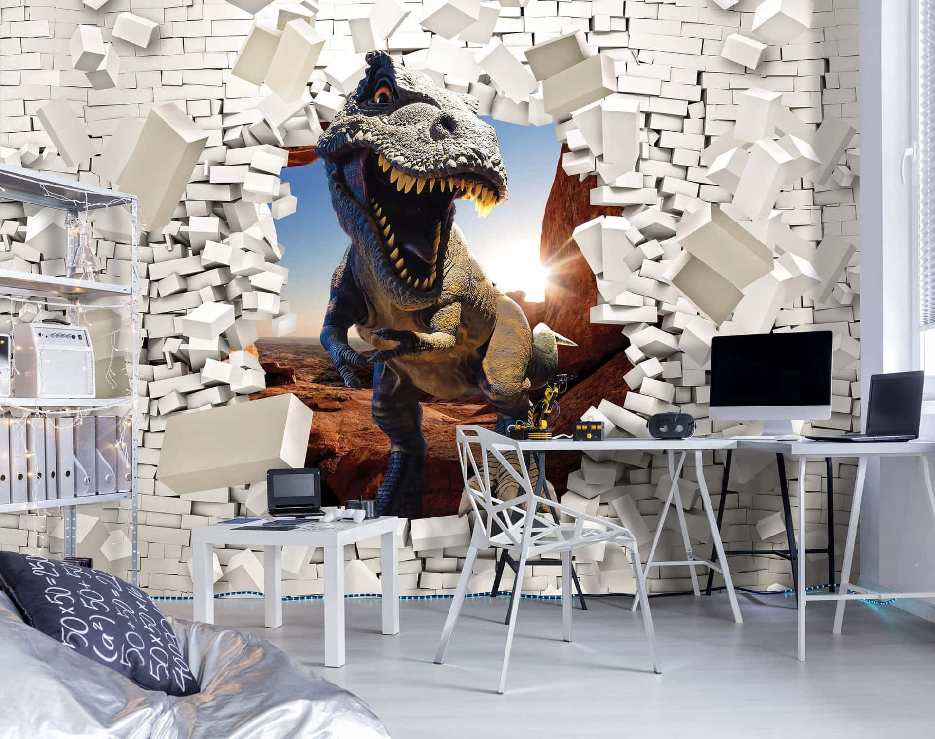 3D Dinosaur in a Natural Habitat Wallpaper