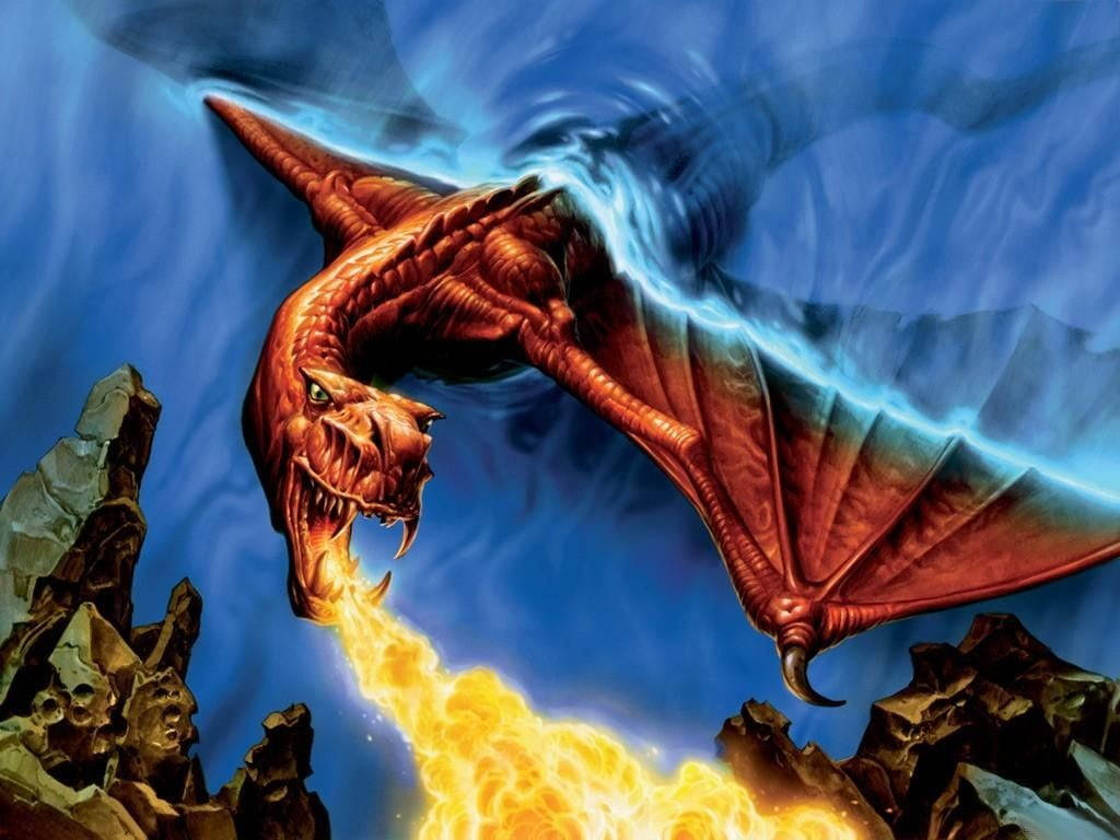 3d Dragon Breathing Fire Wallpaper