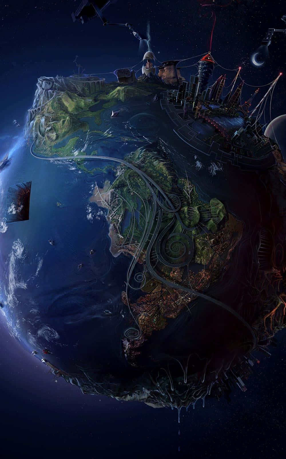 Vibrant 3D Earth floating in deep space Wallpaper