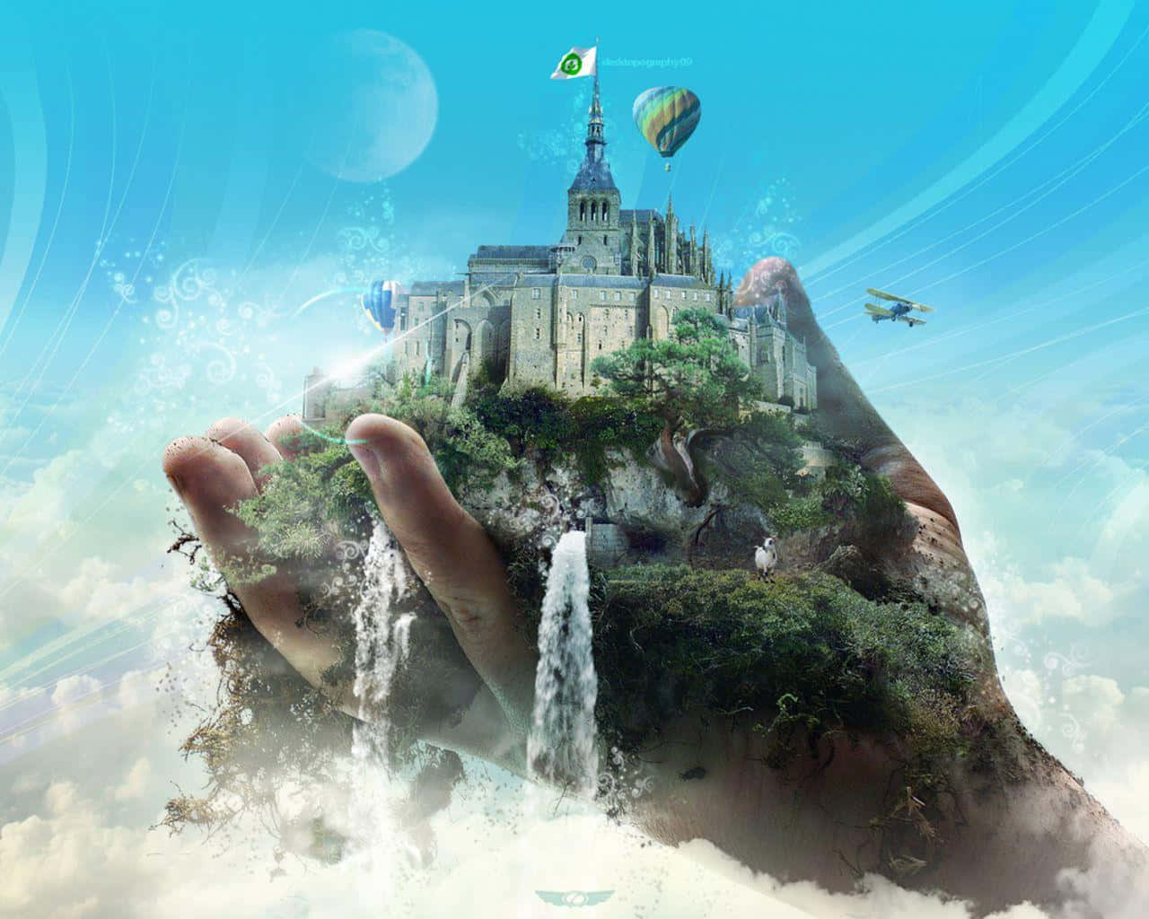 Mystical Fantasy Castle in a Magical Landscape Wallpaper