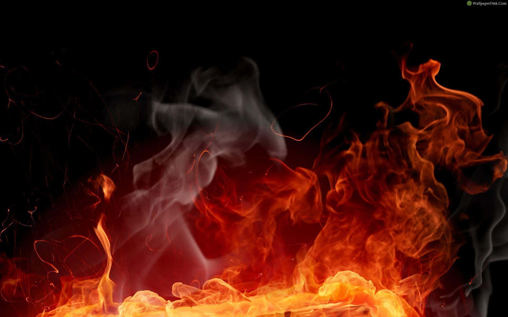 Intense 3D Fire Igniting in the Darkness Wallpaper