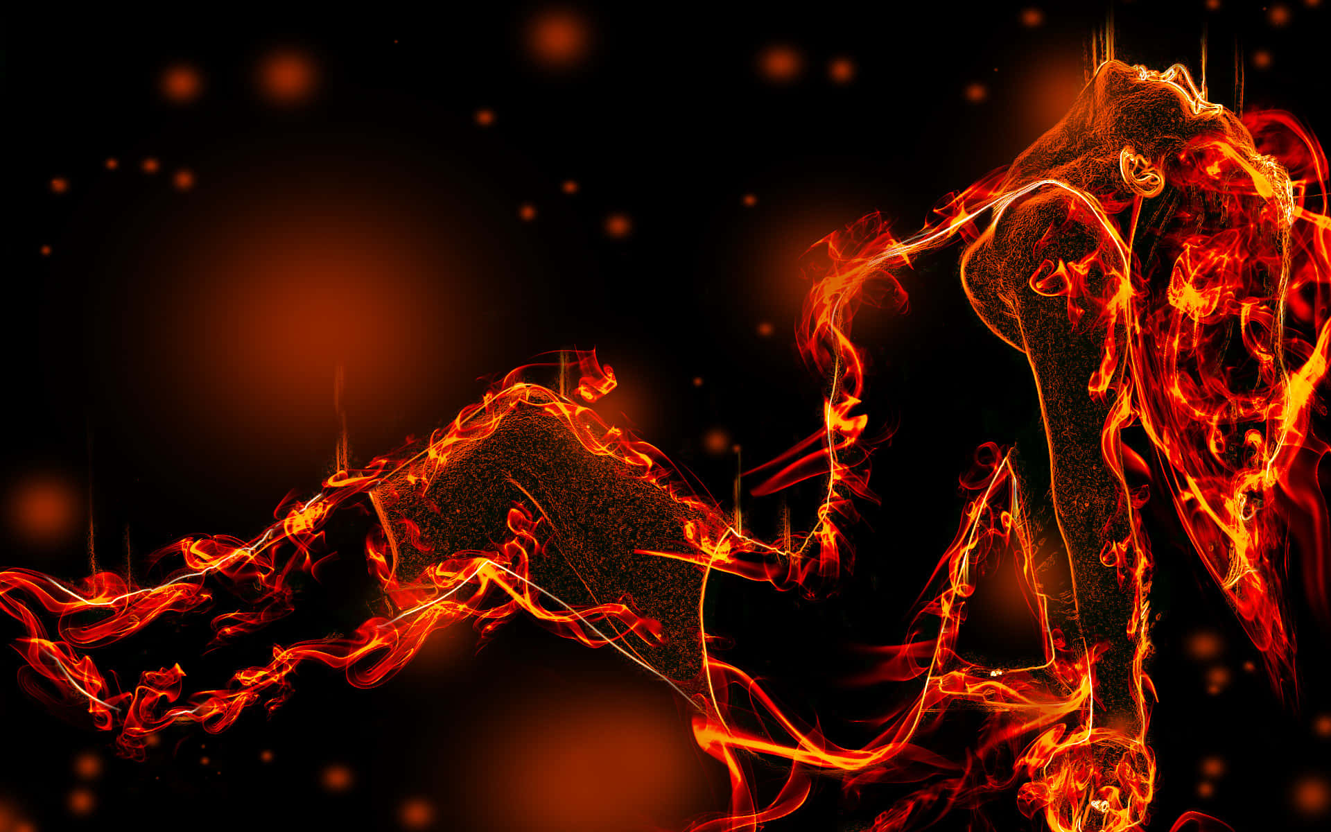 Blazing 3D Fire on a Dark Background Wallpaper