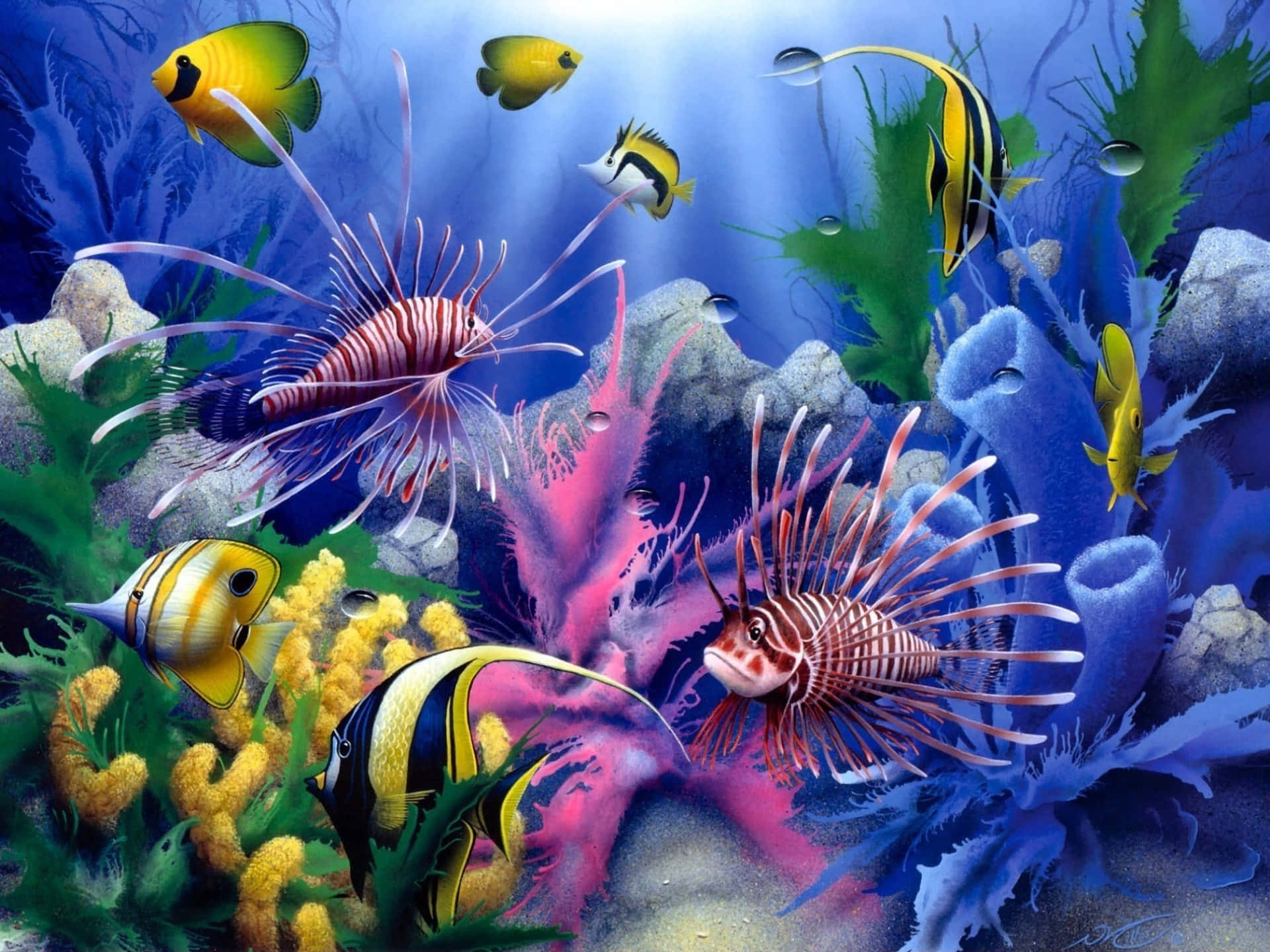 Caption: Dazzling 3D representation of aquatic life Wallpaper