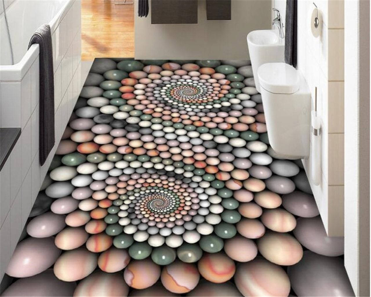 3d Floor Tiles With Spiral Design Wallpaper