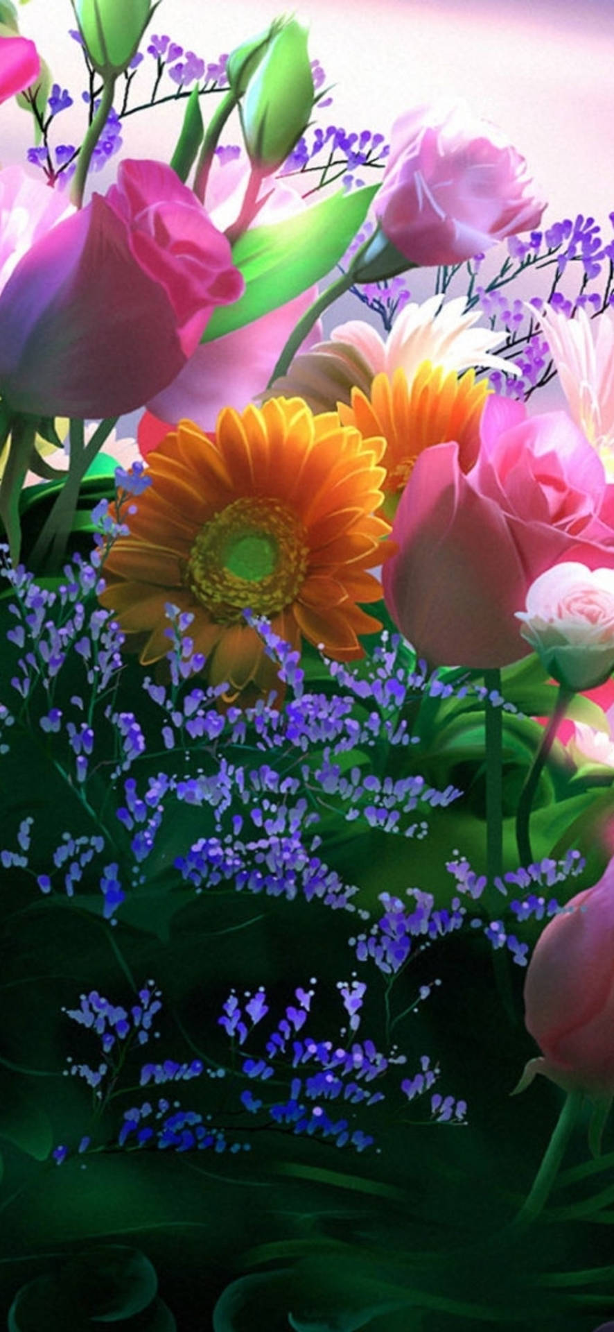 Fondode Pantalla Para Teléfono Con Flores En 3d. Fondo de pantalla