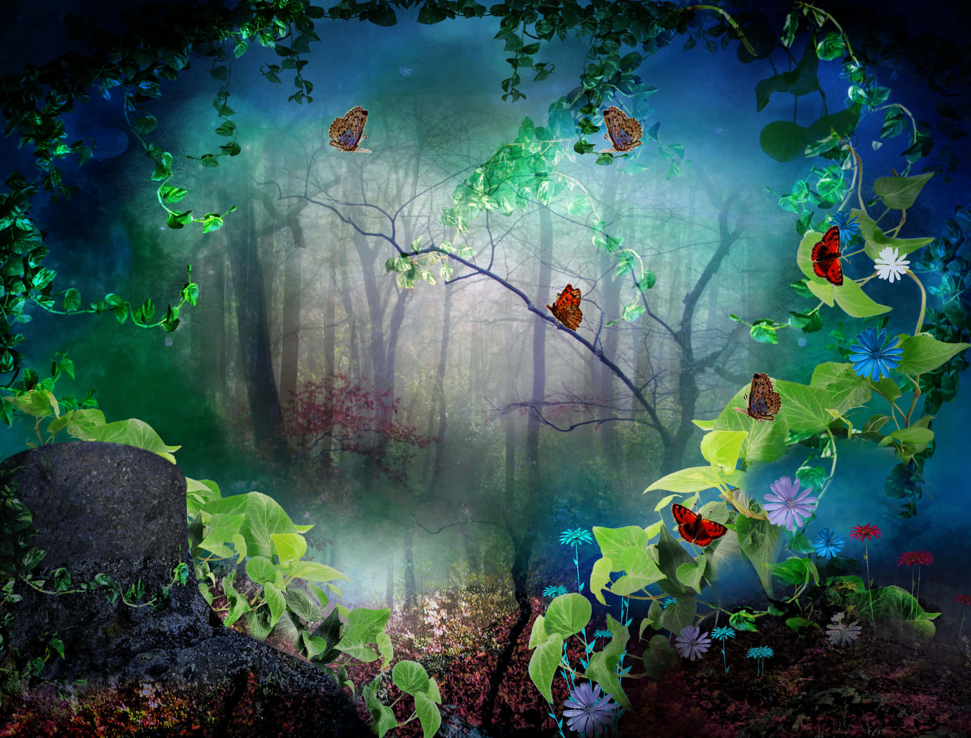 Enchanting 3D Forest Landscape Wallpaper