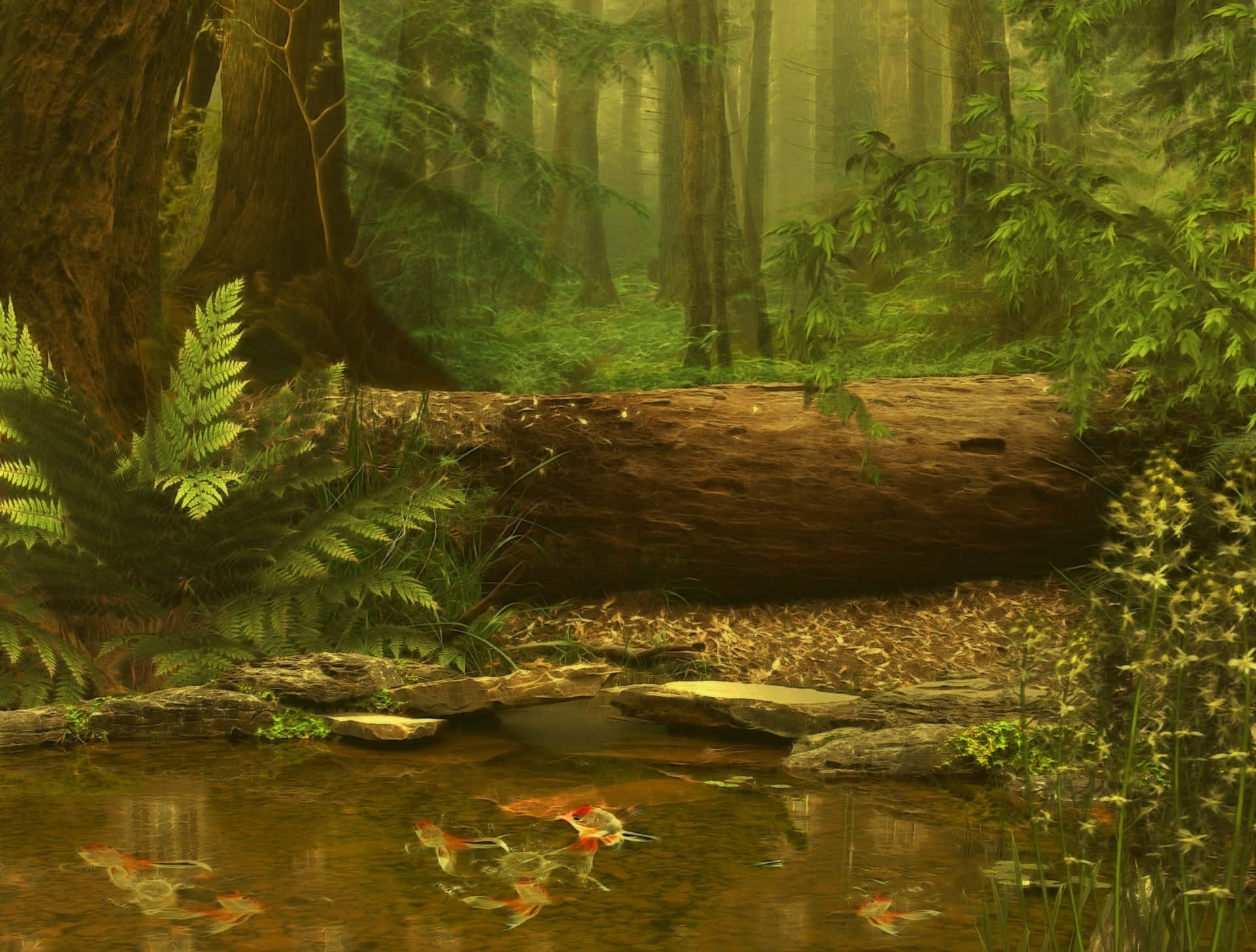Enchanting 3D Forest Landscape Wallpaper