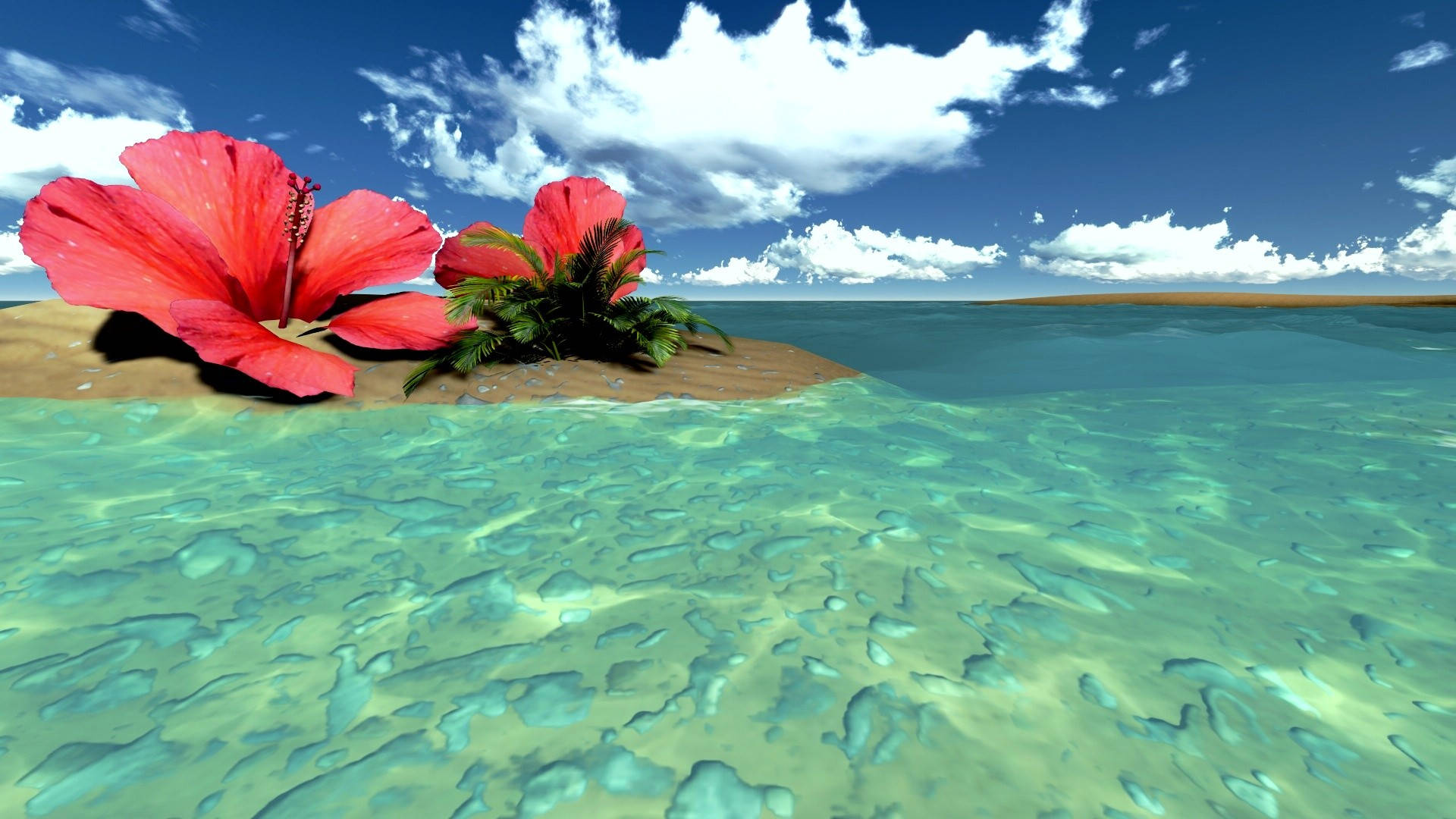 Vistatridimensional Gigantesca De Una Isla Tropical Fondo de pantalla