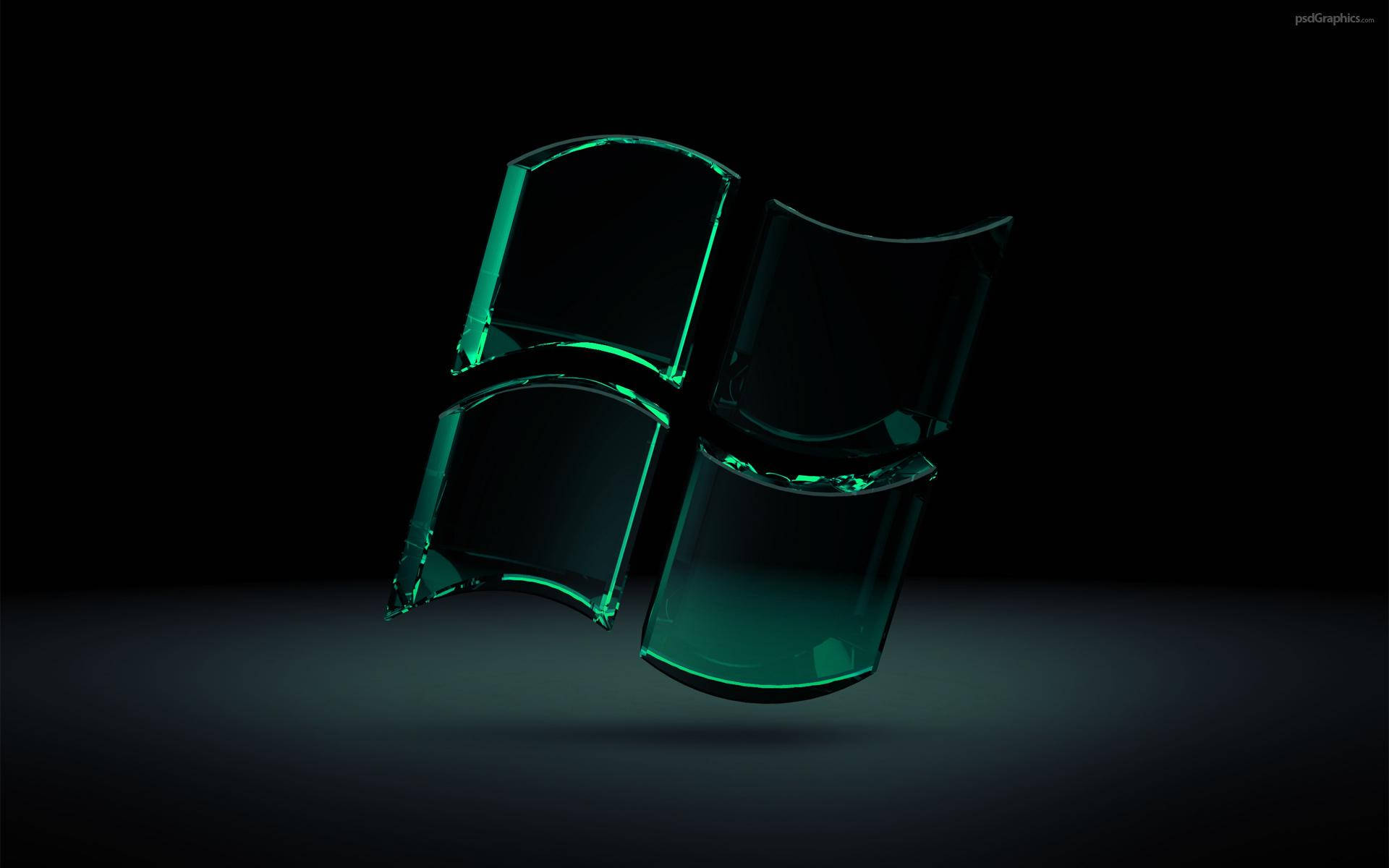 3dglas Dunkles Windows-logo Wallpaper