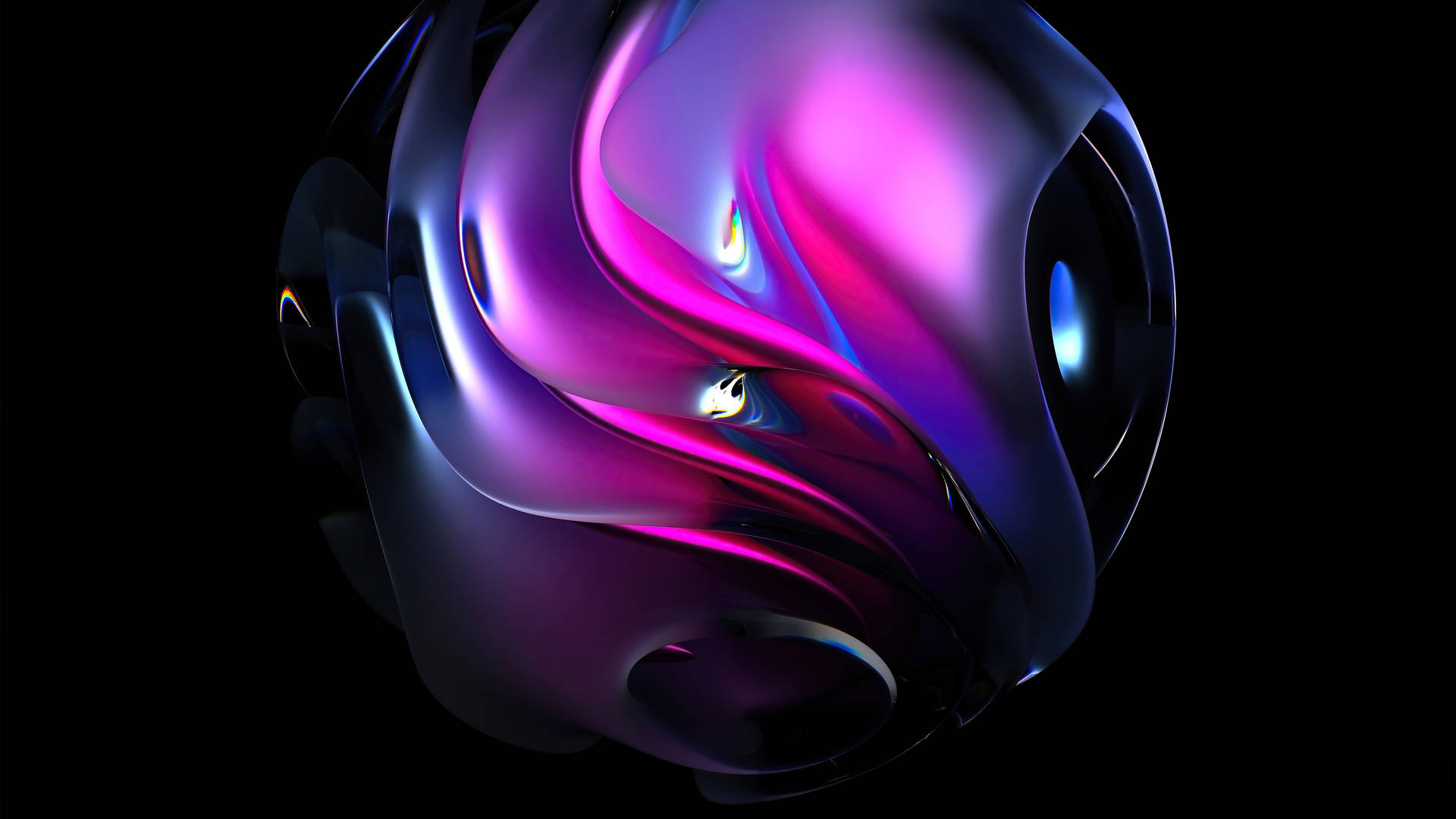 3d Glass Sphere Psychedelic 4k