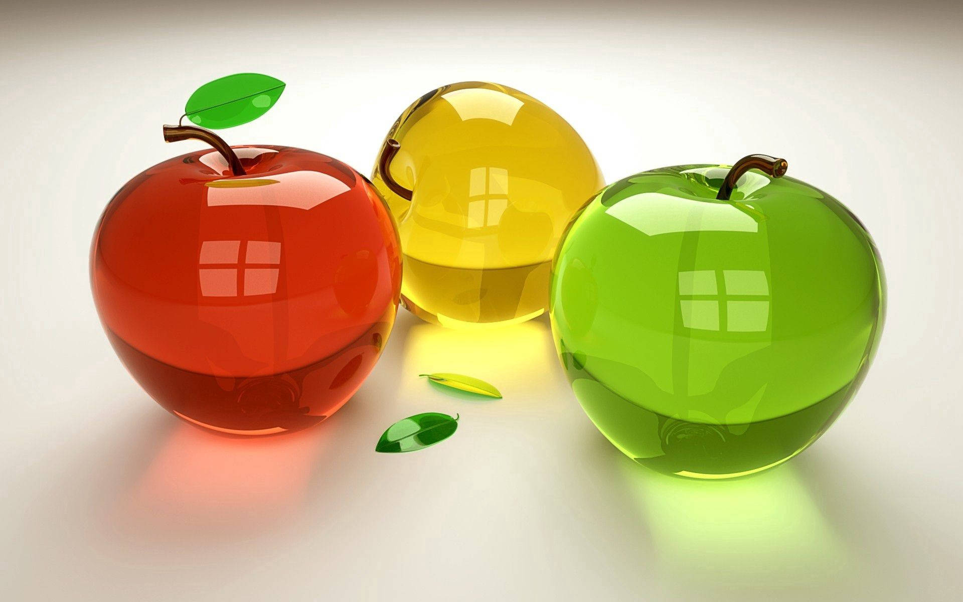 3d Glass Transparent Apples