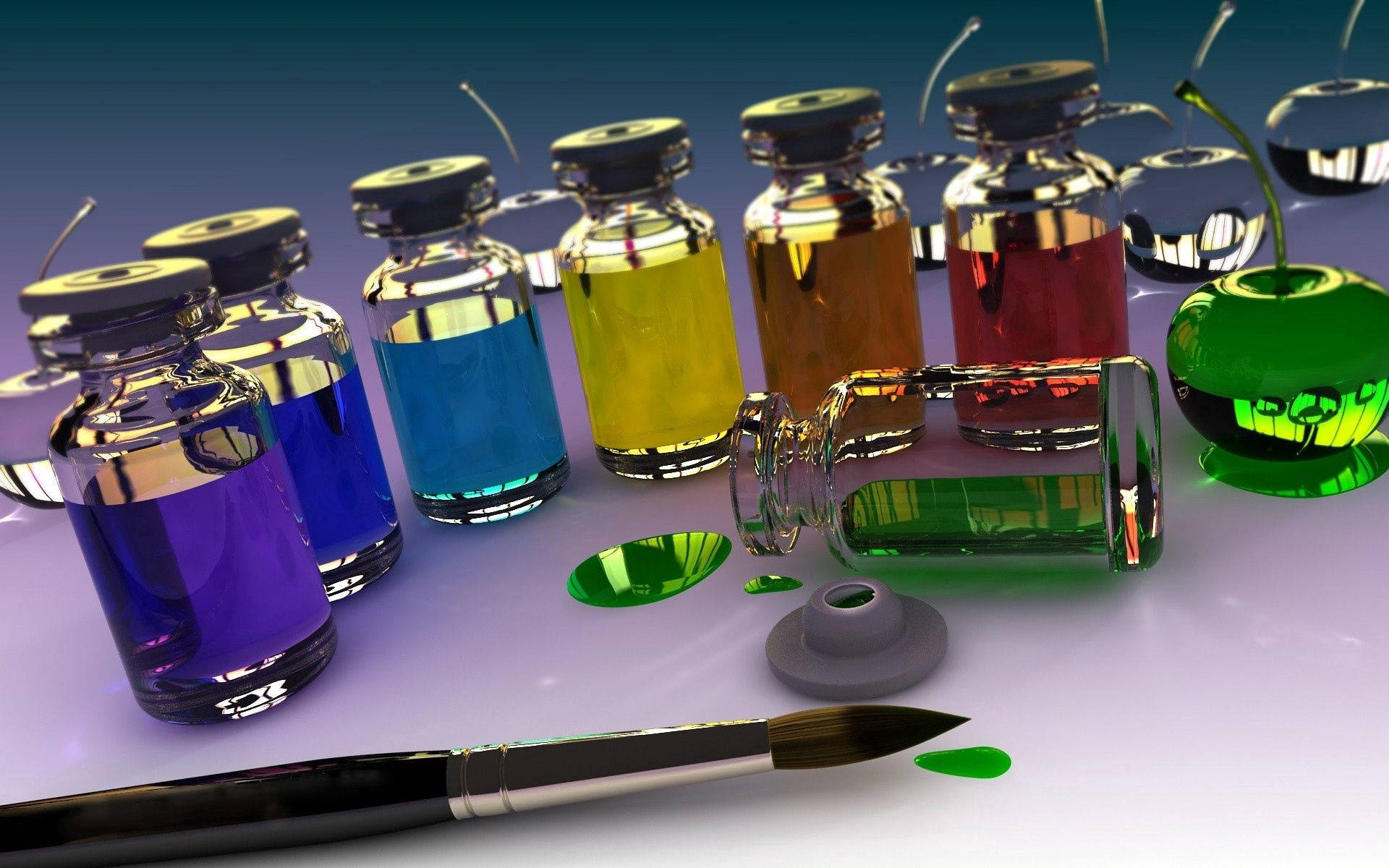 3d Glass Vials With Brush