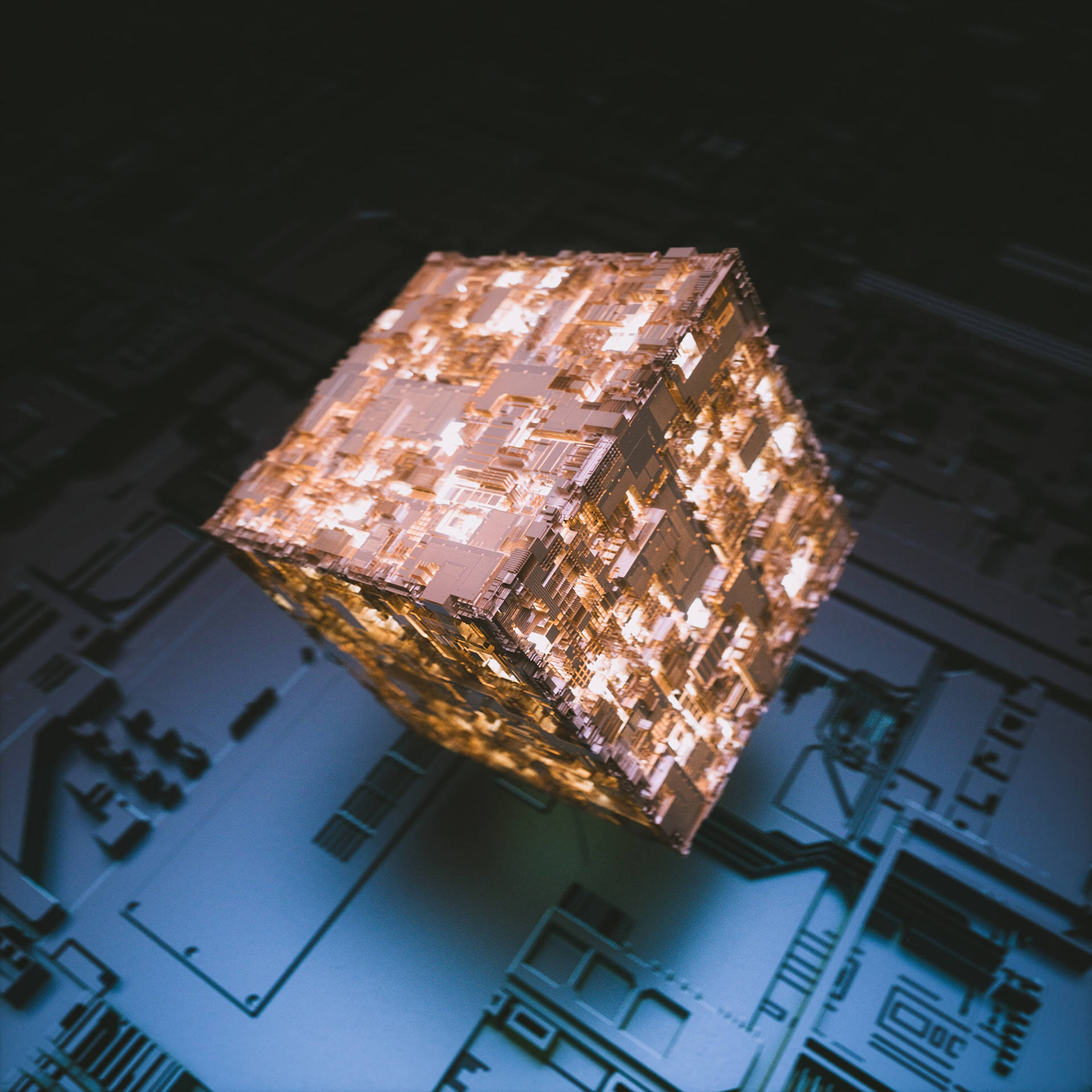 3d Glowstone Cube Wallpaper
