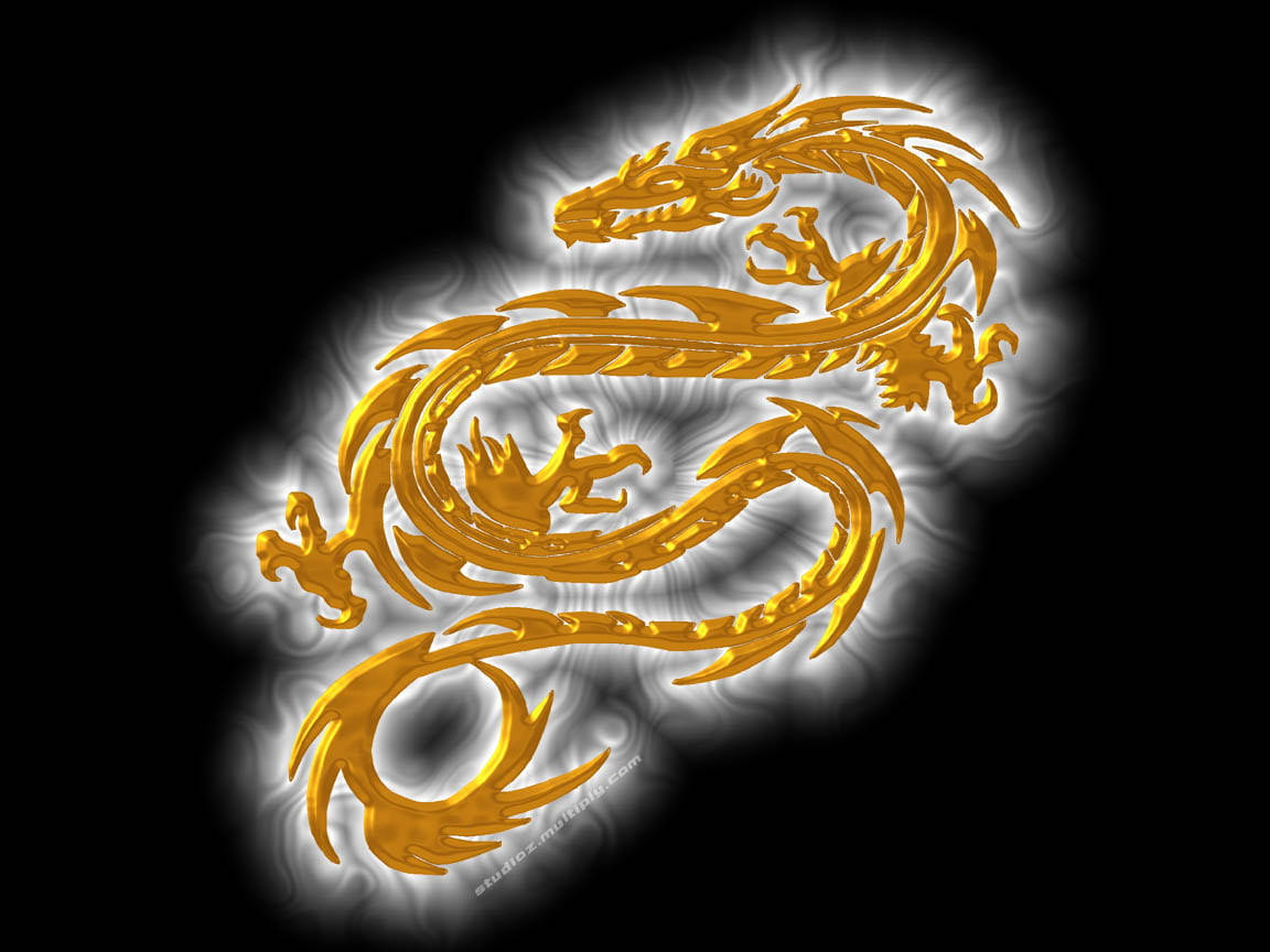 3d Golden Dragon Insignia Wallpaper