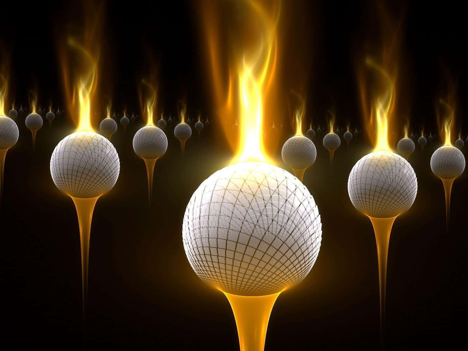 A Group Of Golf Balls With Flames On Them Wallpaper