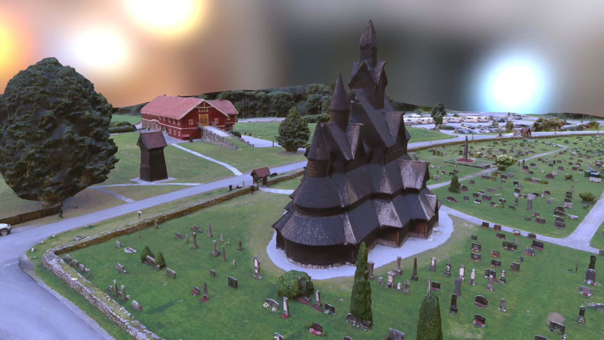 3d Graphic Of Heddal Stave Church Wallpaper