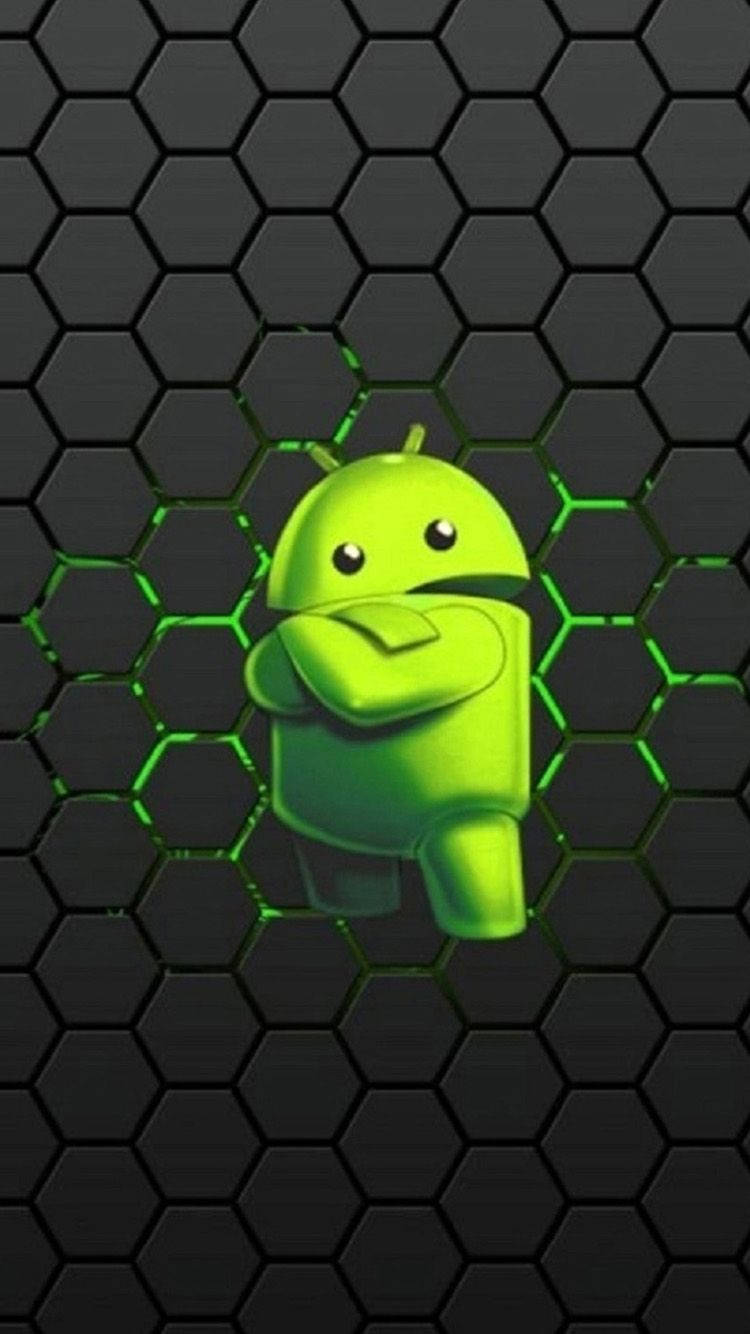 Et 3D grønt Android ikon Wallpaper