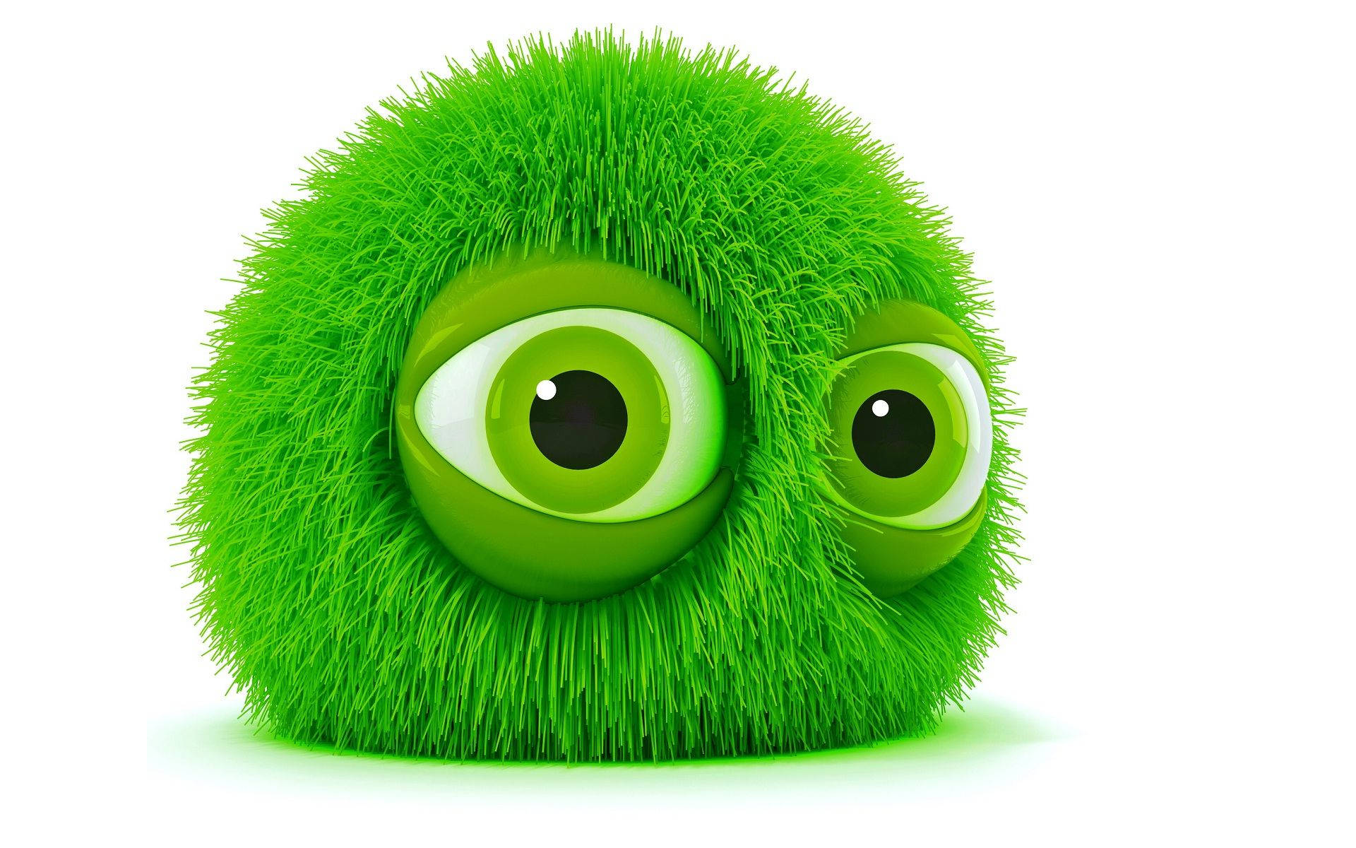 3d Green Cartoon Ball With Big Eyes