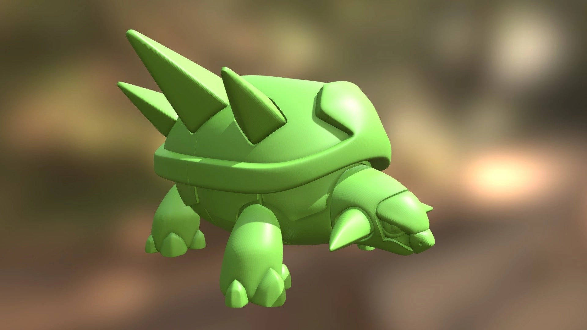 3D Green Torterra Pokemon Model Wallpaper