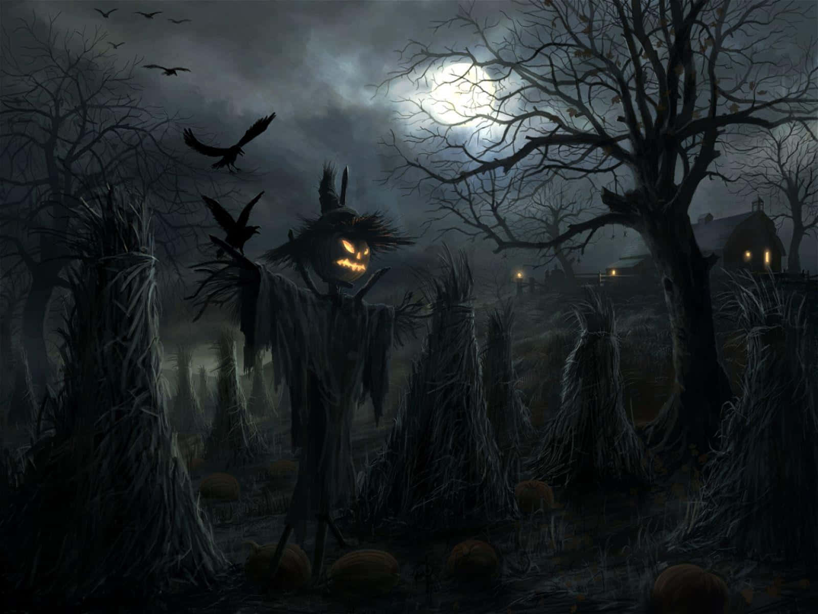 Eerie 3D Halloween Scene Wallpaper