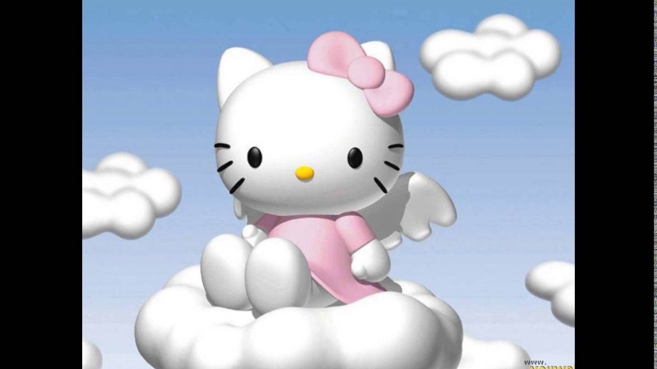 Adorable 3D Hello Kitty Character Wallpaper