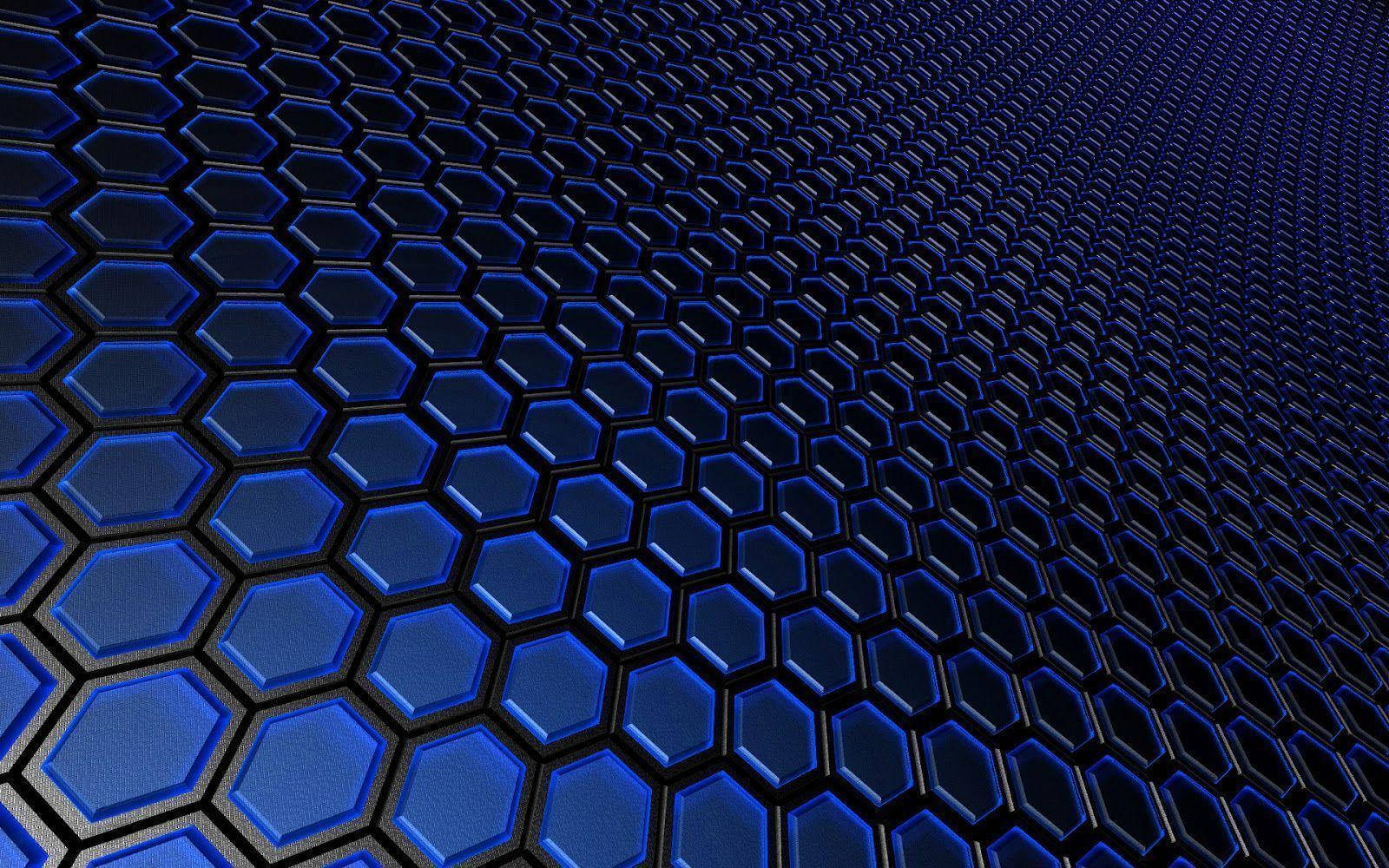 3D Hexagon Black And Blue Background Wallpaper