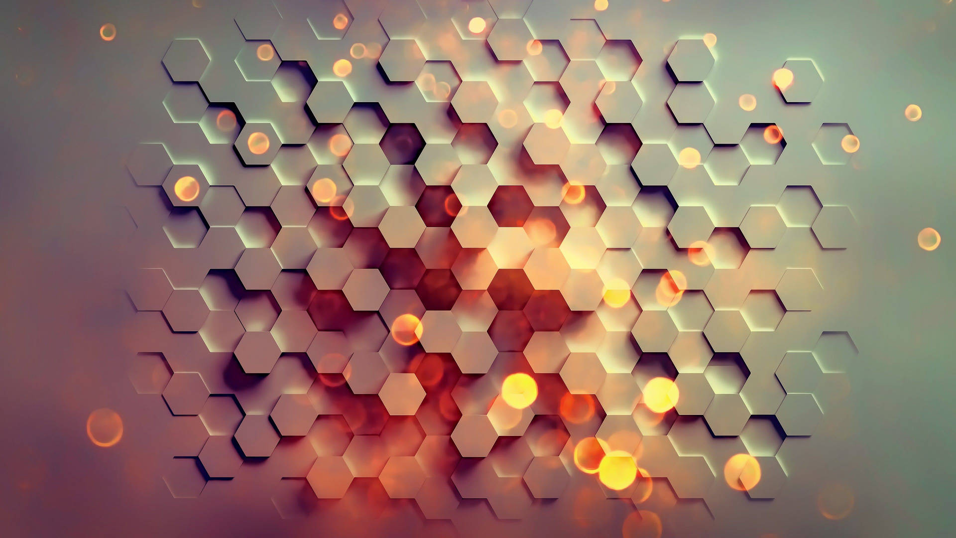 Colorful 3D Hexagons Design Wallpaper