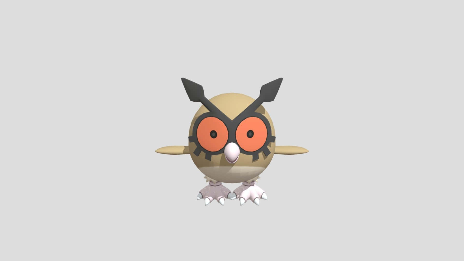 3D Hoothoot On Gray Background Wallpaper