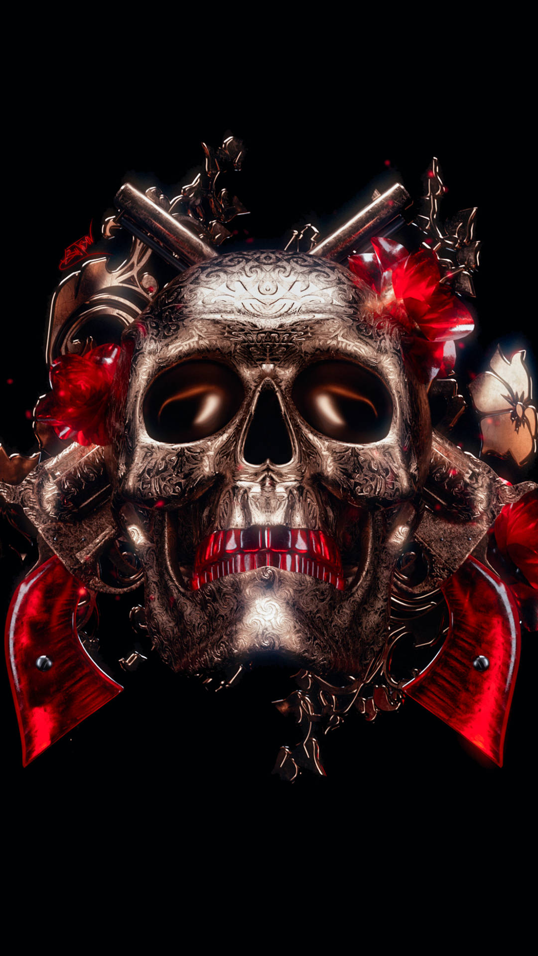 3d Horror Metal Skull Background