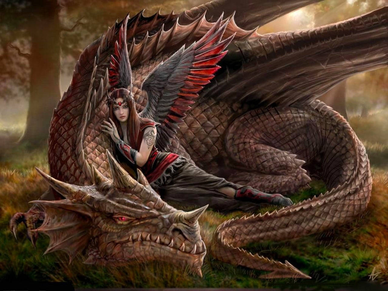 3d Illustration Of A Dragon Rider Wallpaper