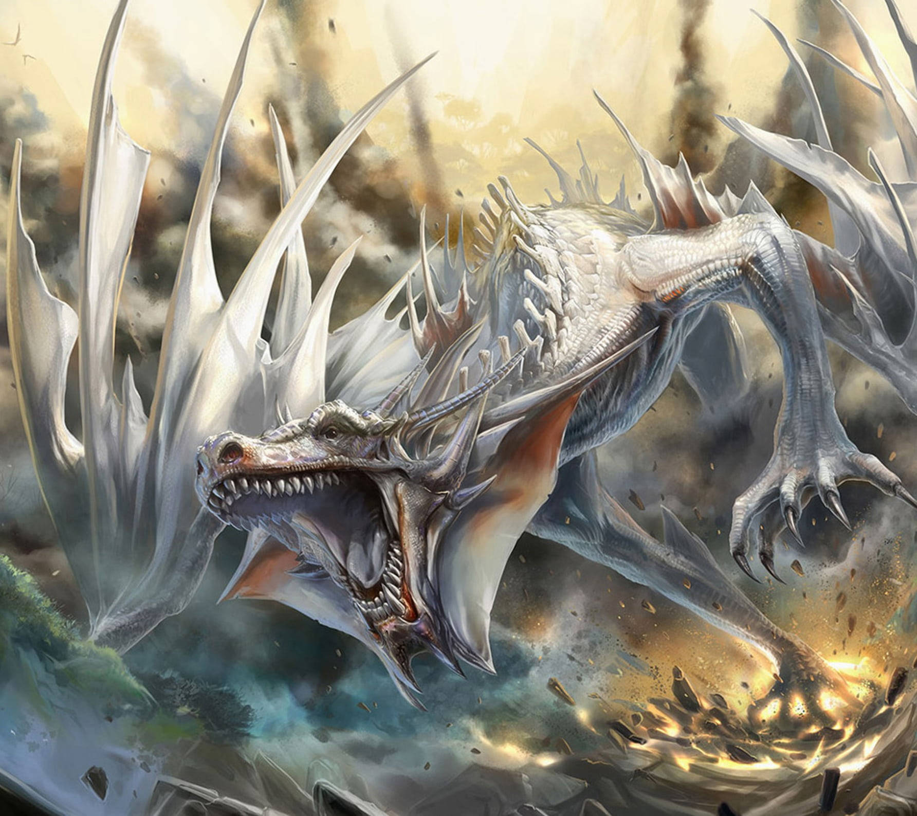 3d Illustration Of A Milky White Dragon Wallpaper