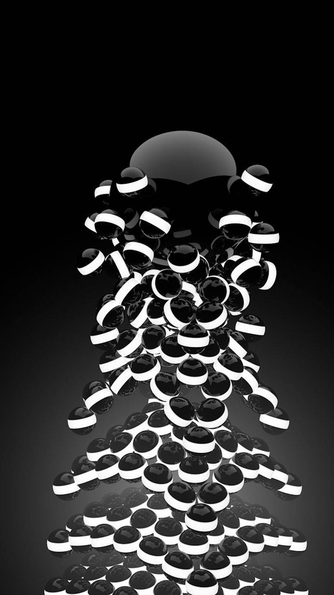 3d Iphone Black And White Spheres Wallpaper