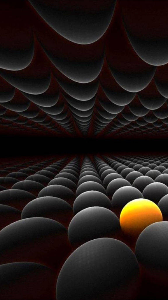 3d Iphone Black And Yellow Spheres Wallpaper