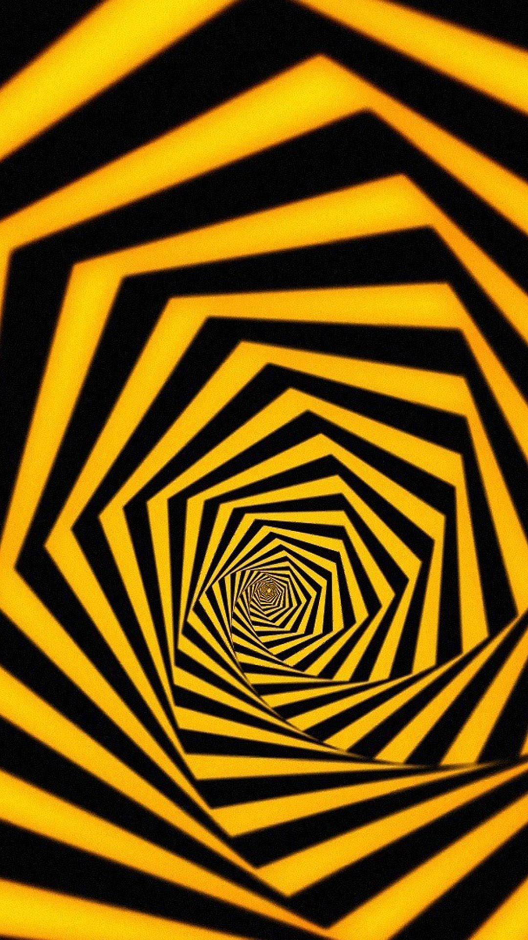 3d Iphone Black And Yellow Spiral