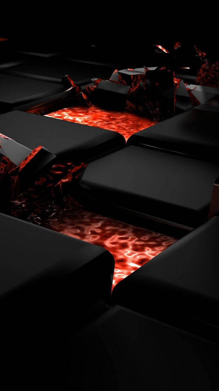 3d Iphone Black Cubes And Lava