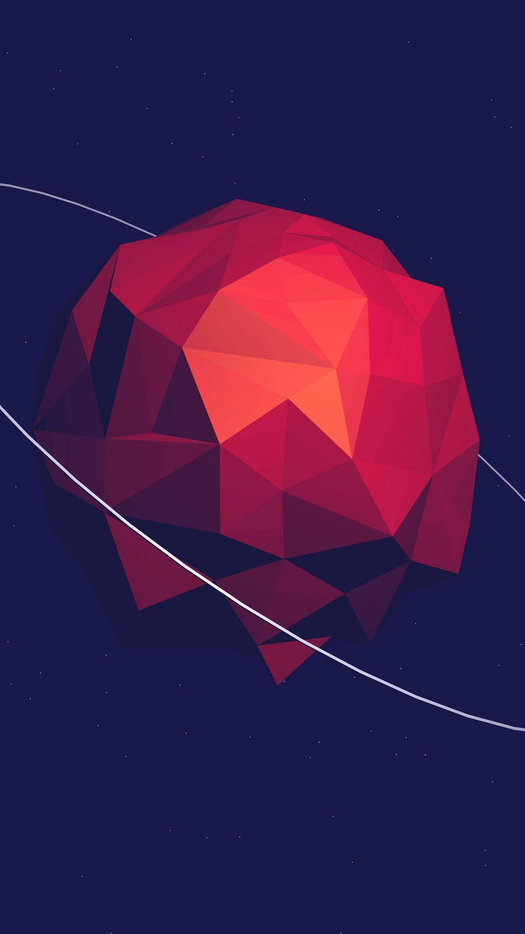 3d Iphone Red Geometric Planet